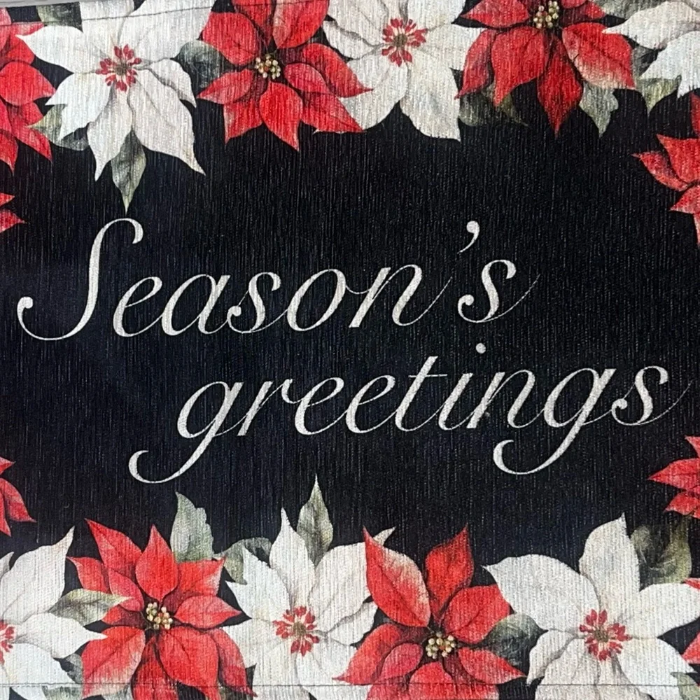 (Pick) 1 Season's Greetings Holiday Doormat - Red & White Poinsettia